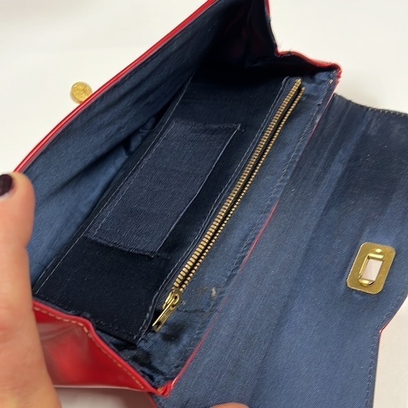 Vintage Red Leather Turnlock Clutch Bag - Picture 9 of 12